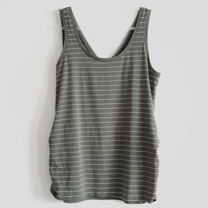 Maternity Tank Green/White Striped Size XL